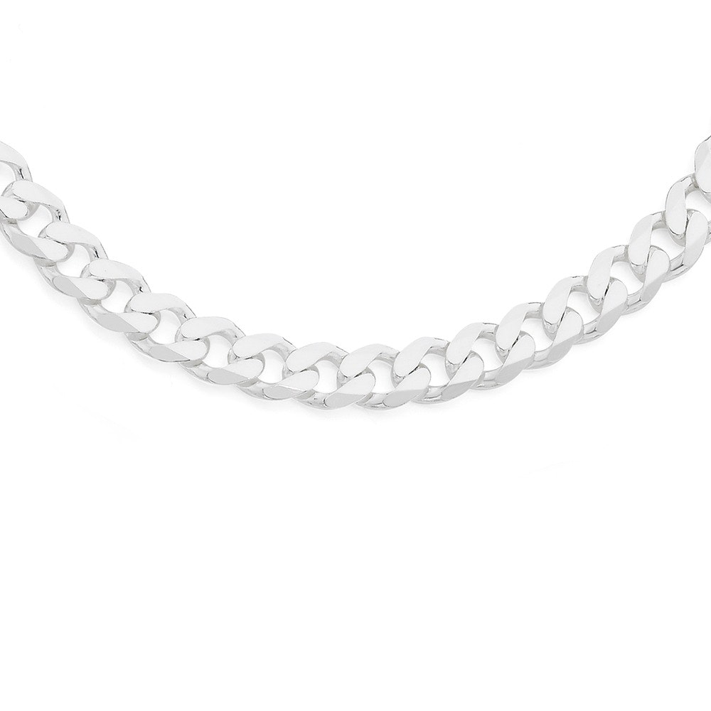 Sterling Silver Gents 55cm Bevelled Curb Chain