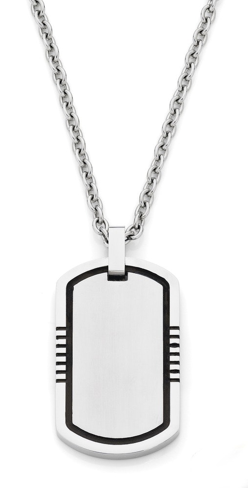 M+Y Stainless Steel Polish & Matte Lines On Border Men's Dogtag Pendant