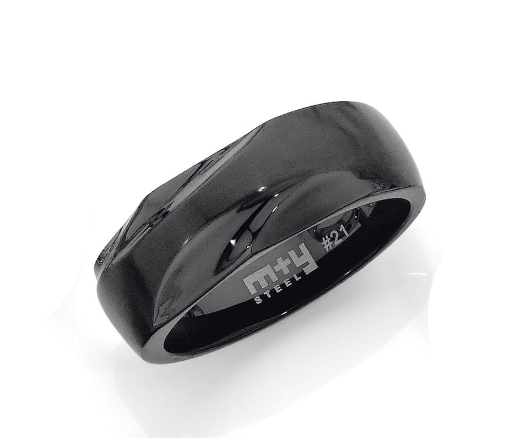 M+Y Stainless Steel Gents Black Ring