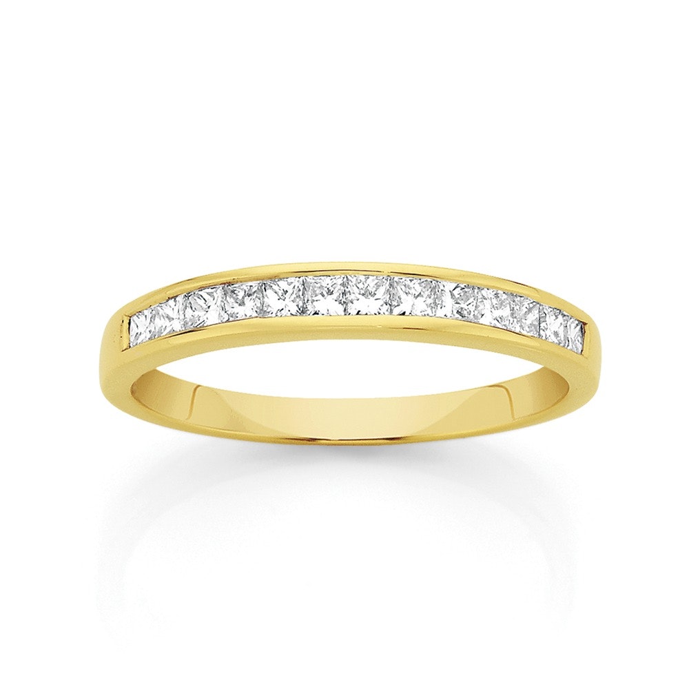 18ct Gold Diamond Princess Cut Band