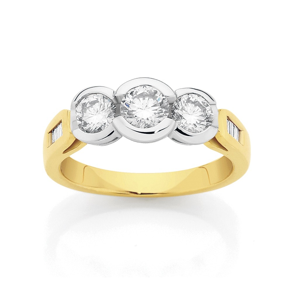 18ct Gold Two Tone Diamond Trilogy Ring
