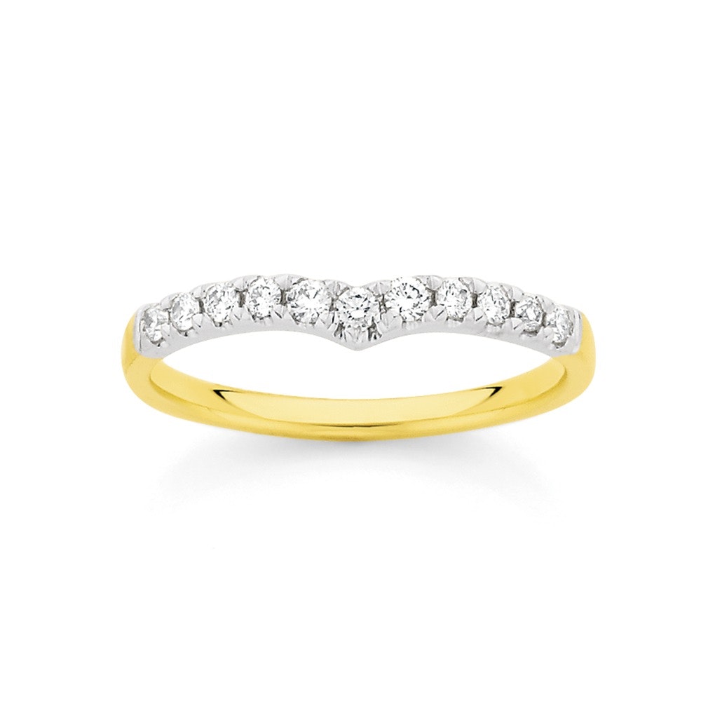 9ct Gold Diamond Curved Band