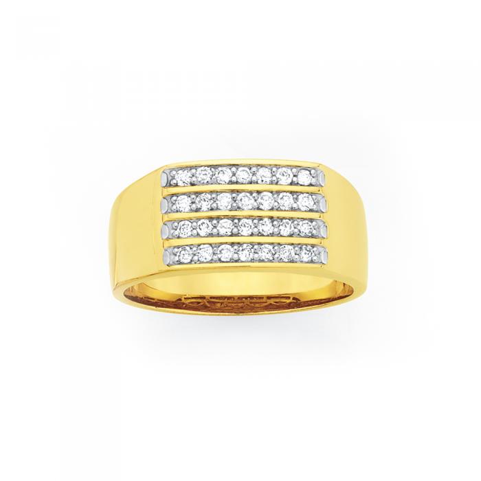 9ct Gold Gents Diamond Ring