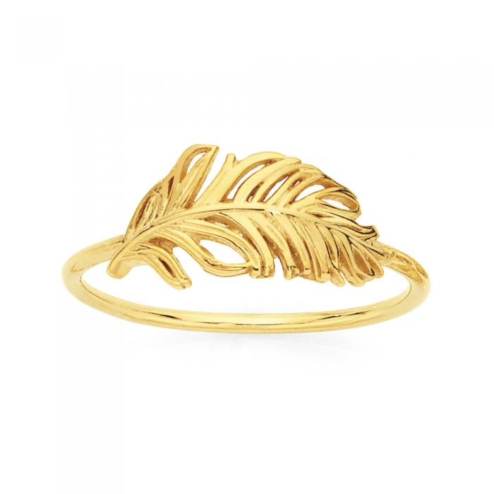 9ct gold sale feather ring