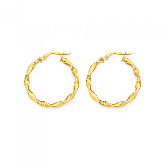 9ct Gold 15mm Twist Hoop Earrings