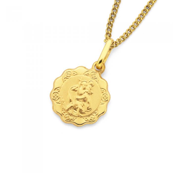 9ct Gold 12mm St. Christopher Medallion Pendant