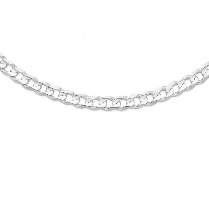 Sterling Silver 55cm Diamond Cut Bevelled Curb Gents Chain
