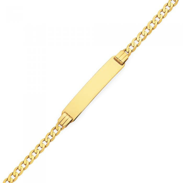 9ct Gold 19cm Solid Curb ID Bracelet