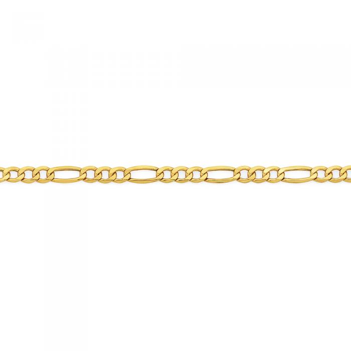 9ct Gold 25cm Figaro 3+1 Anklet