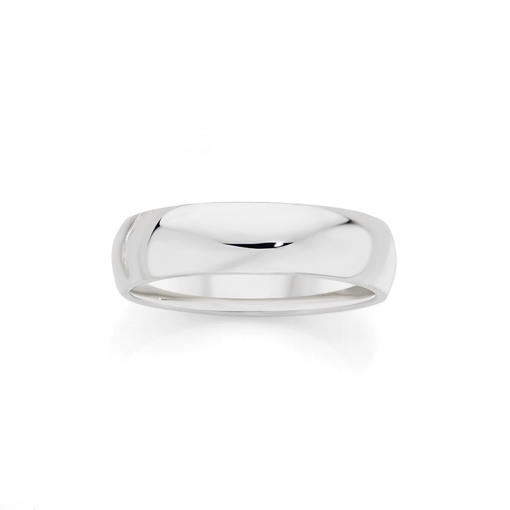 Silver 6mm Half Round Men's Wedder