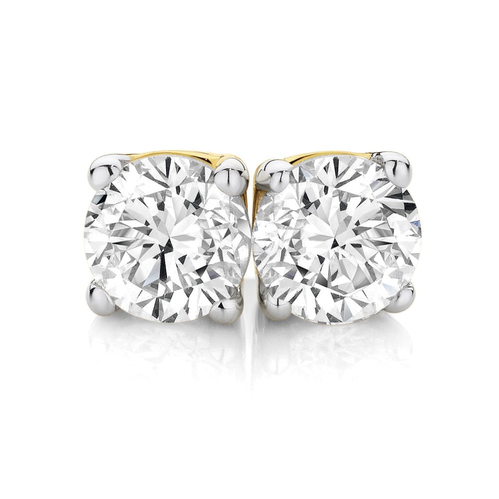 9ct Yellow Gold Diamond Stud Earrings