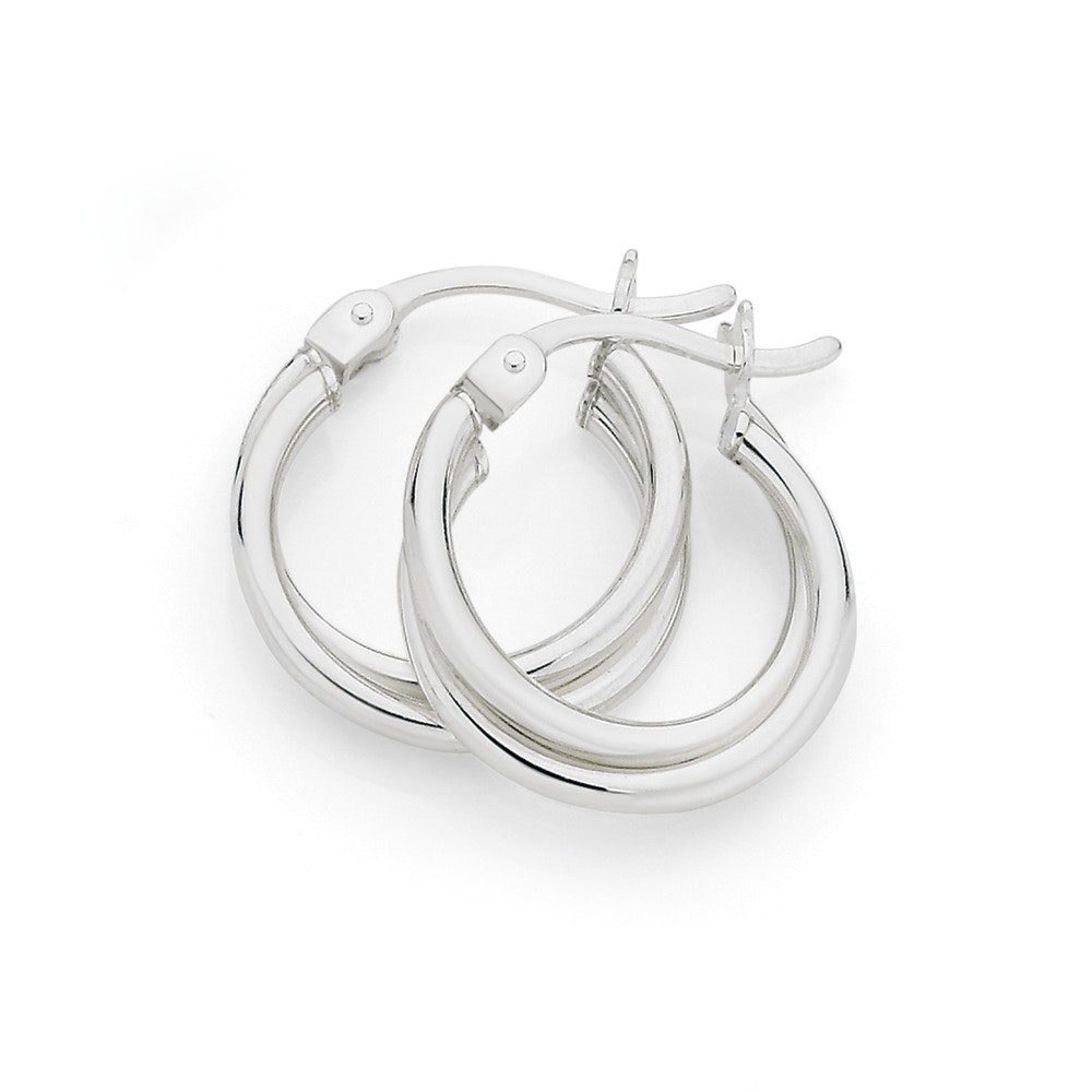 Silver 12mm Entwined hoop Earrings Angus & Coote Catalogue Salefinder