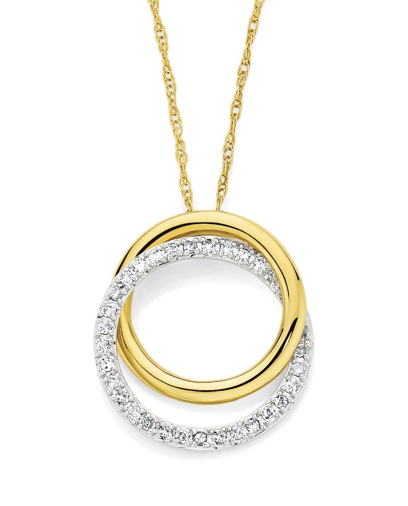 9ct Gold Two Tone Diamond Circle Pendant