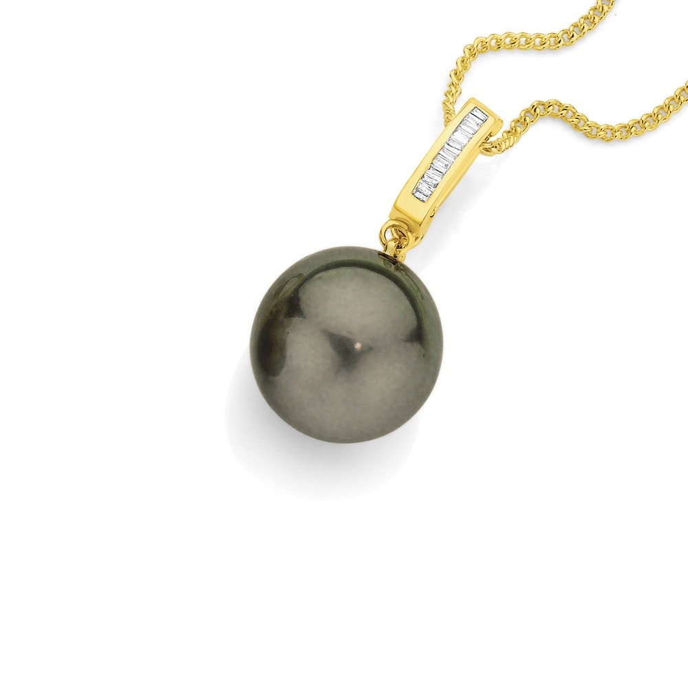 9ct Gold Tahitian Pearl & Diamond Enhancer Pendant