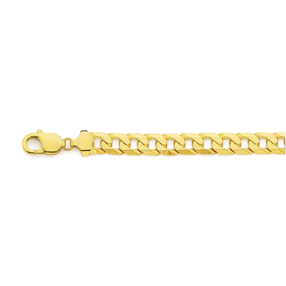 9ct Gold Solid Bevelled Curb Men's Bracelet