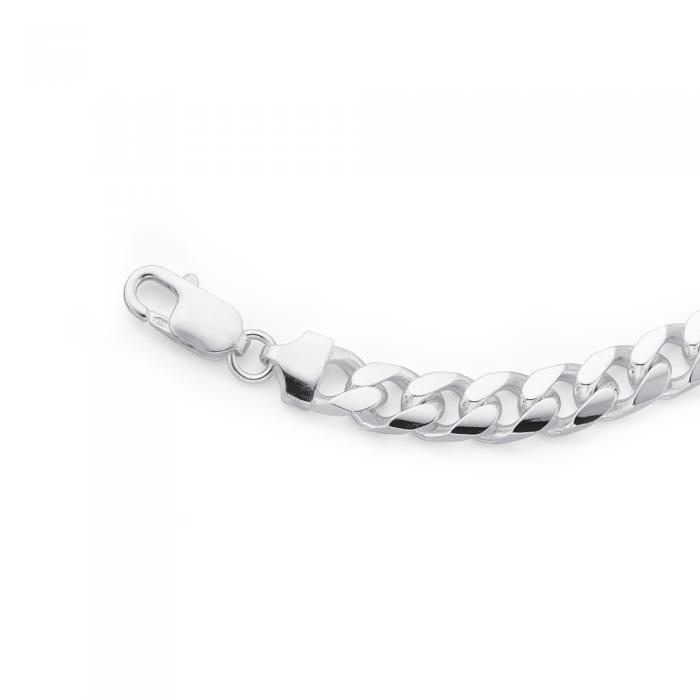 Silver 21cm Gents Solid Oval Curb Bracelet