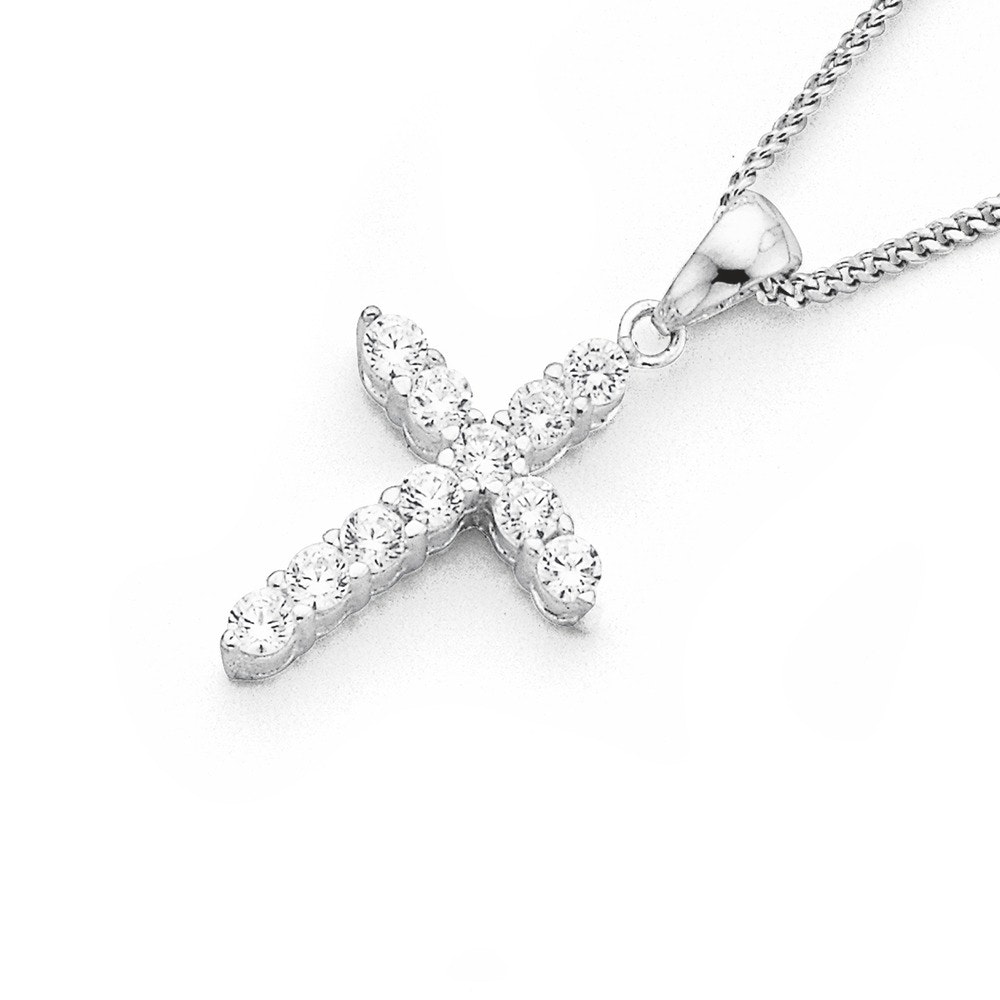 Silver Cubic Zirconia Cross