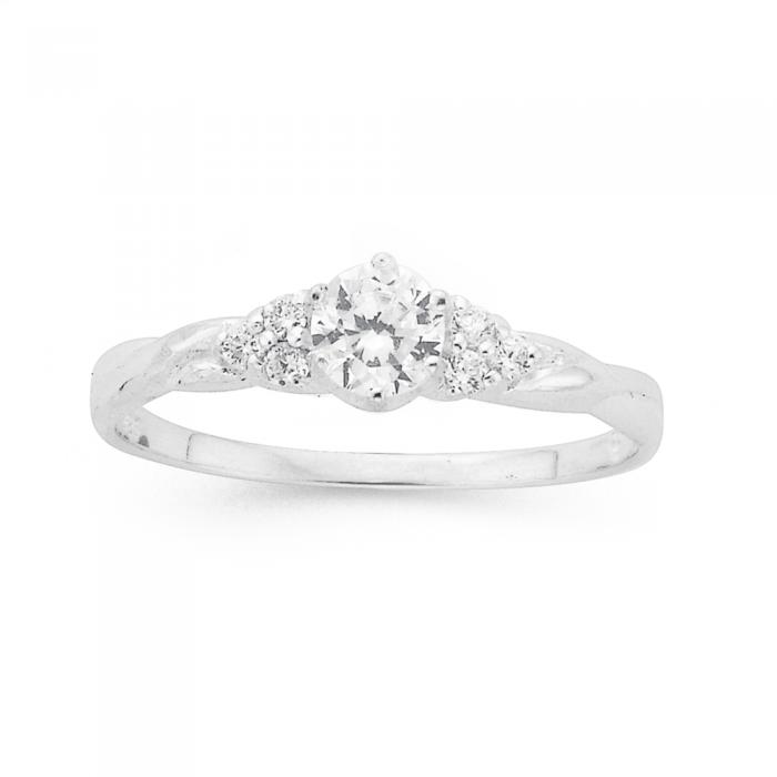 Silver CZ Fine Dress Ring Size O