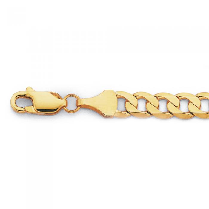 9ct Gold 21cm Solid Curb Bracelet