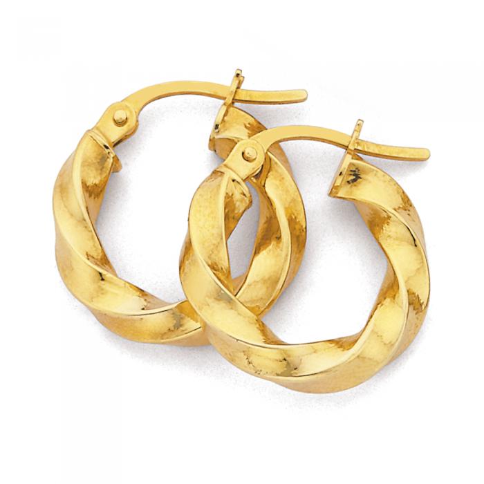 9ct Gold 3x10mm Twist Hoop Earrings