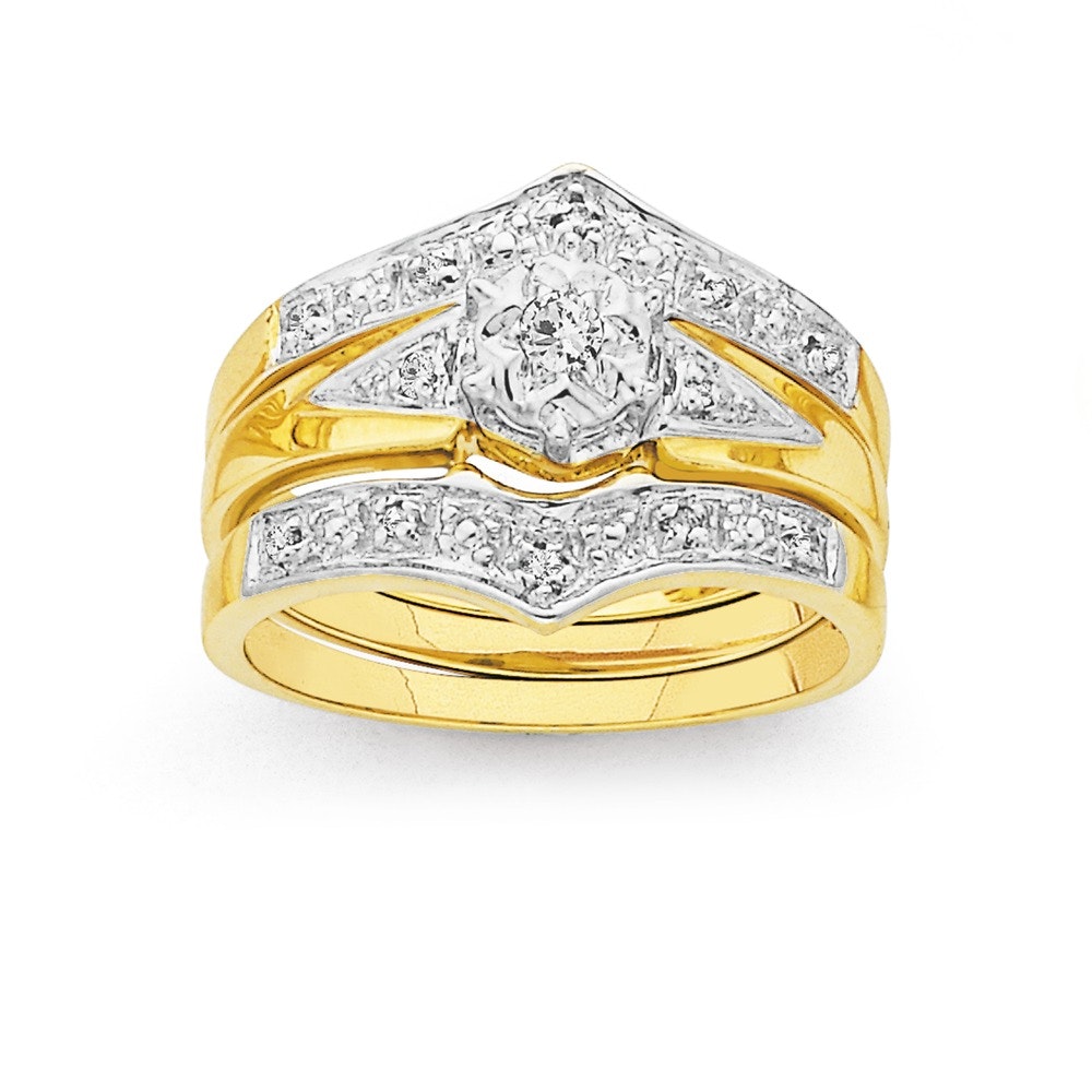 9ct Gold, Diamond Trio Bridal Ring Set - Prouds Catalogue - Salefinder