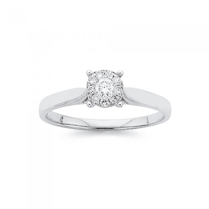 9ct White Gold Diamond Ring