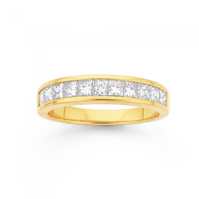 18ct Gold Diamond Princess Cut Band