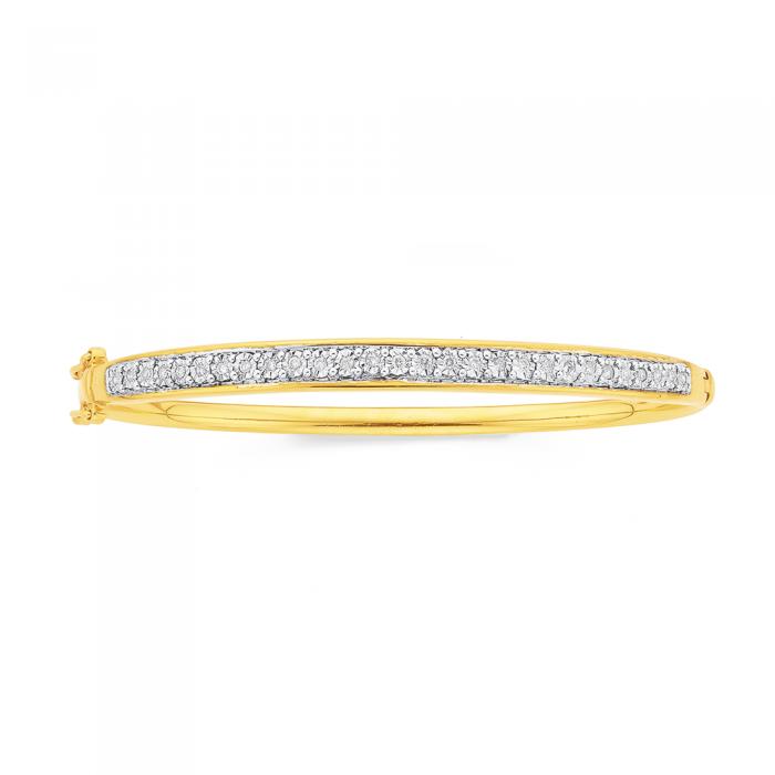9ct 60mm Diamond Bangle TDW=.25ct