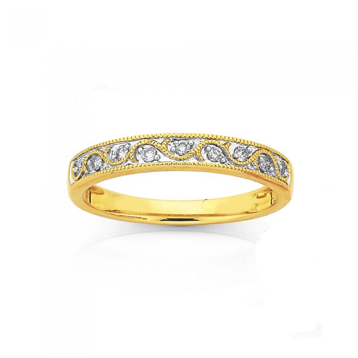 9ct Gold Diamond Wave Anniversary Band