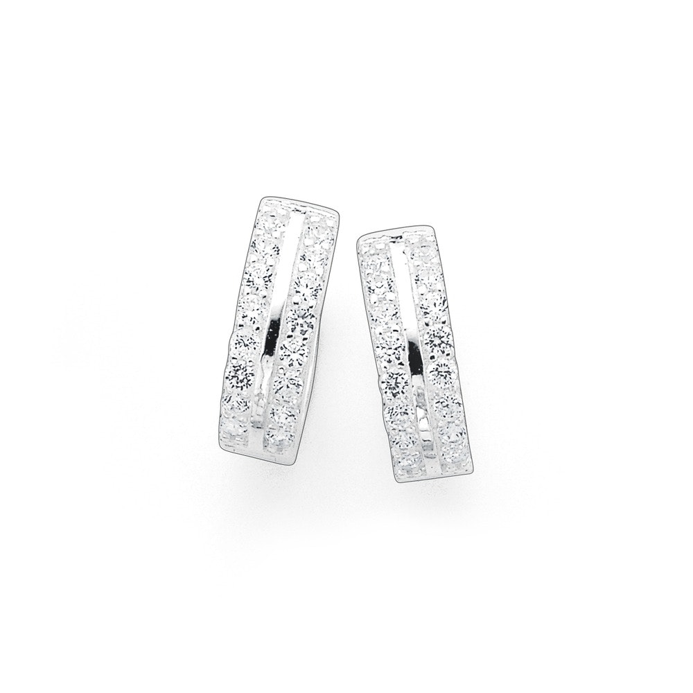 Sterling Silver 10mm Cubic Zirconia Huggies