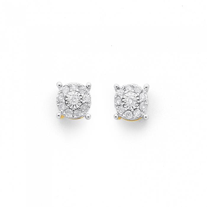 9ct, Diamond Amazing Look Stud Earrings