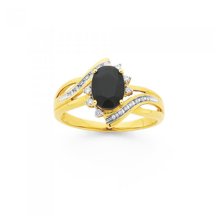 9ct Sapphire & Diamond Ring