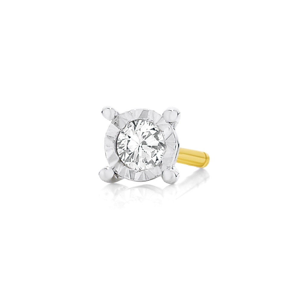 9ct Gold Diamond Gents Single Stud Earring