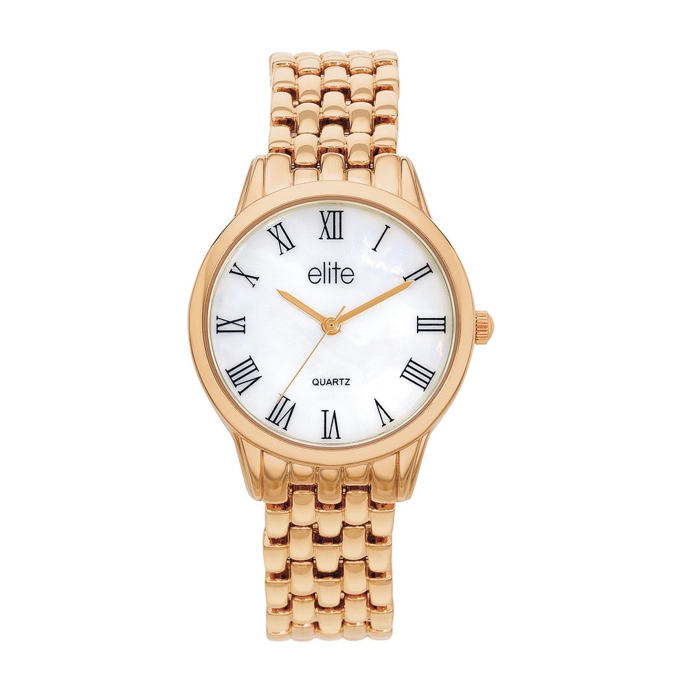 Elite ladies outlet rose tone watch