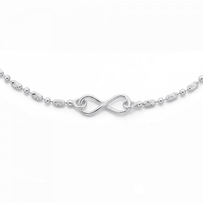 Sterling Silver Fancy Oval Twist Bead Infinity Bracelet