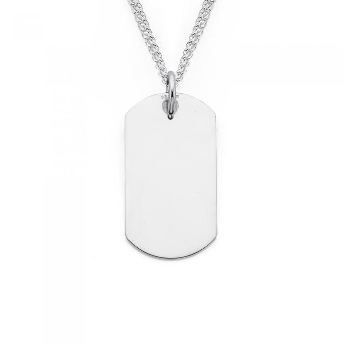 Sterling Silver Small Plain Dog Tag Gents Pendant