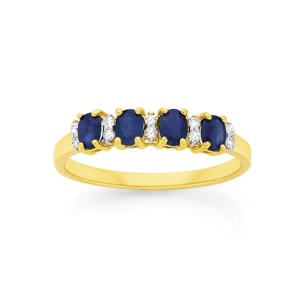 9ct Gold Sapphire & Diamond Band