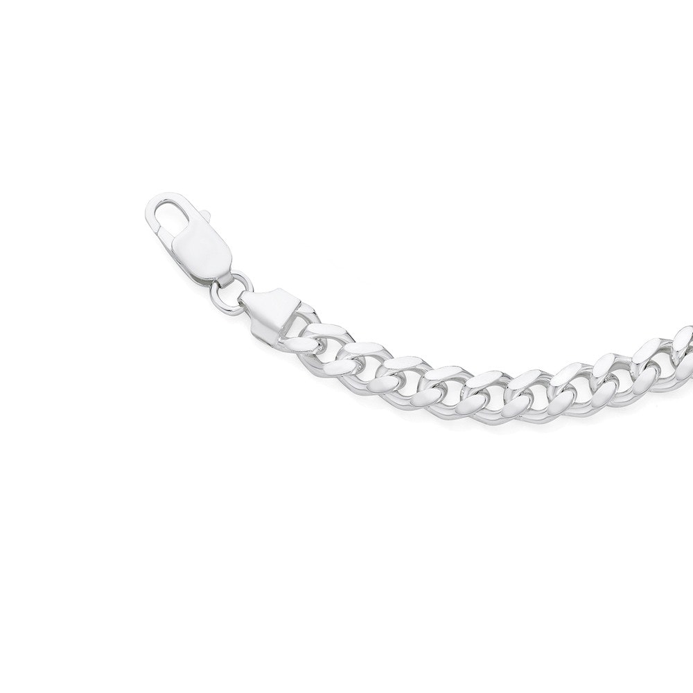 Sterling Silver 21cm Medium Solid Oval Curb Men's Bracelet