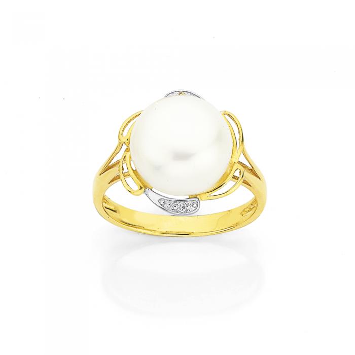 9ct Gold Pearl & Diamond Flower Ring - Prouds Catalogue - Salefinder