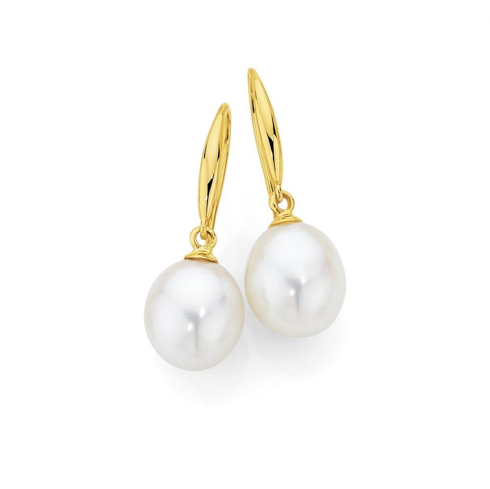9ct Gold Freshwater Pearl Drop Earrings