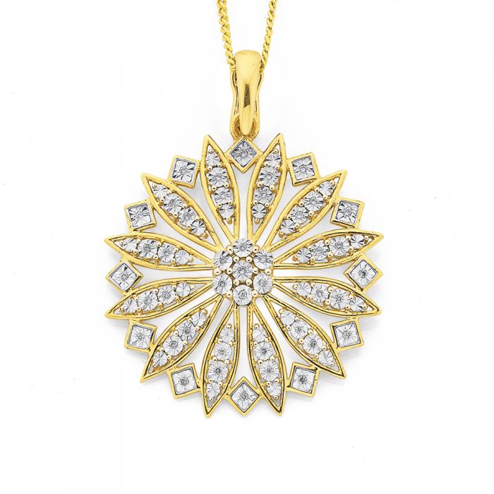 9ct Gold Diamond Cluster Wheel Enhancer Pendant
