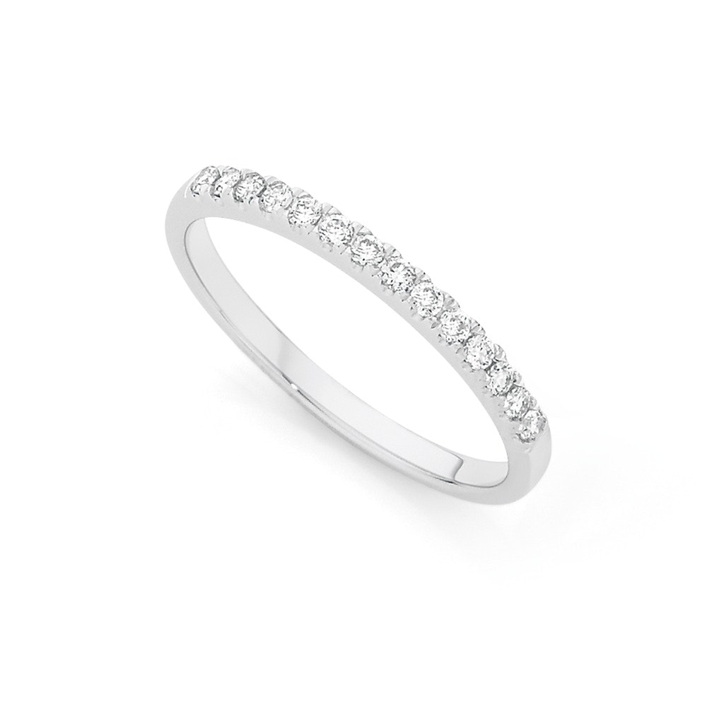 9ct White Gold Fine Diamond Band