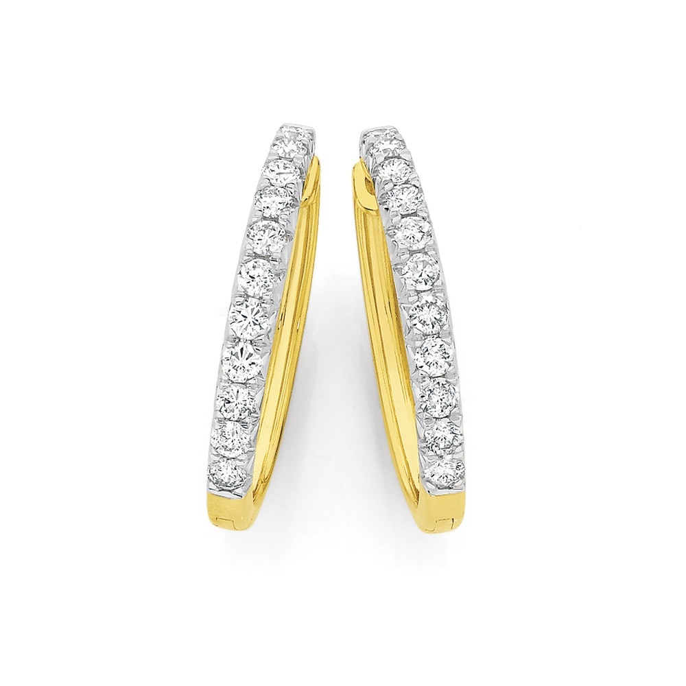 9ct Gold Diamond Huggie Earrings