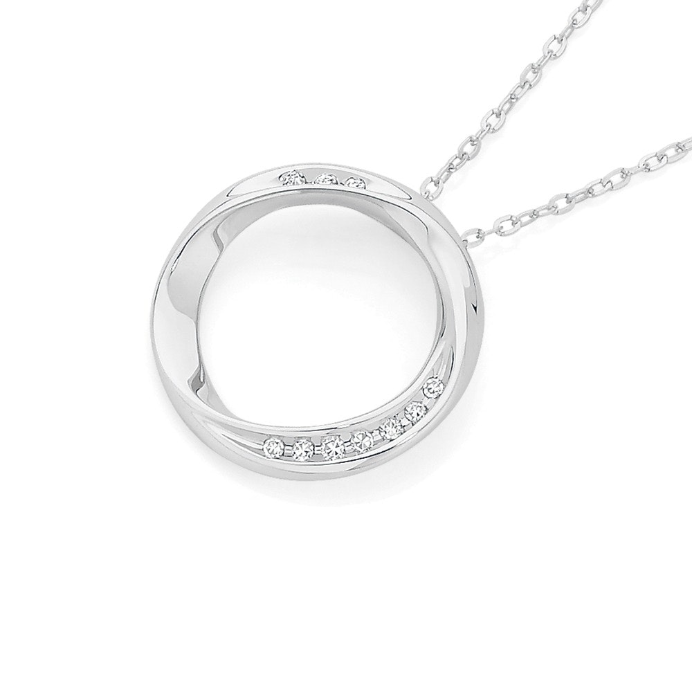 9ct White Gold Diamond Circle of Love Pendant