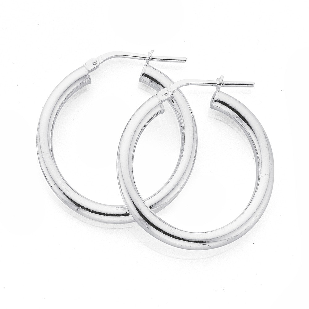 Sterling Silver 3x20mm Tube Hoop Earrings - Prouds Catalogue - Salefinder