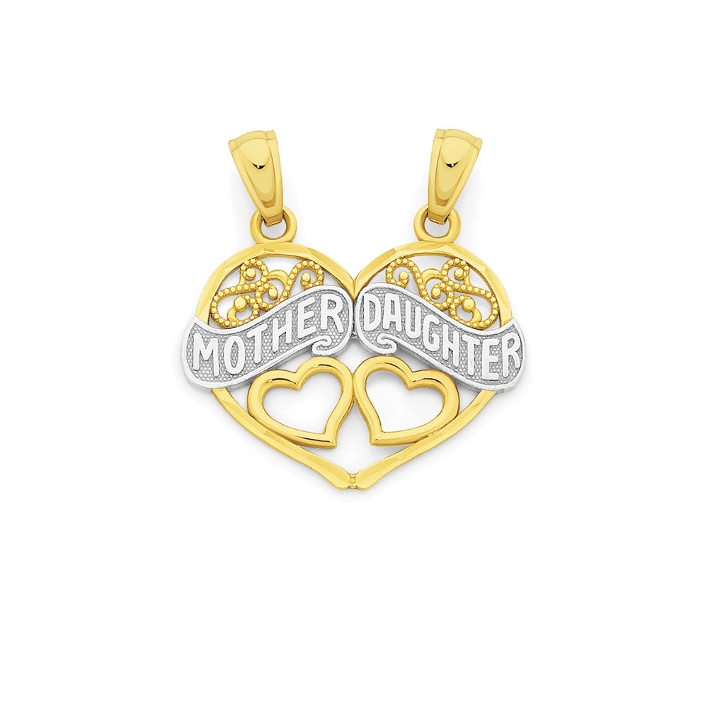 9ct Gold Two Tone Mother & Daughter Pendant