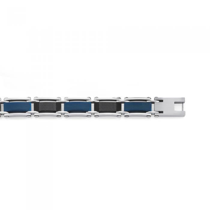 Stainless Steel 22cm Blue Plate Carbon Fibre Men's Bracelet