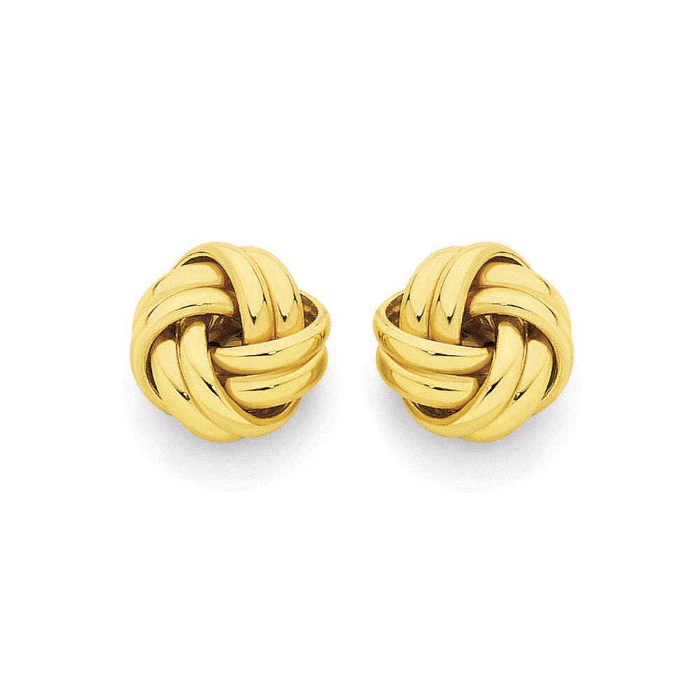 9ct Gold 9mm Double Knot Stud Earrings
