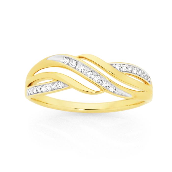 9ct Gold Diamond Crossover Ring