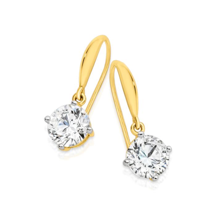 9ct Gold 7mm Round Cubic Zirconia Earrings